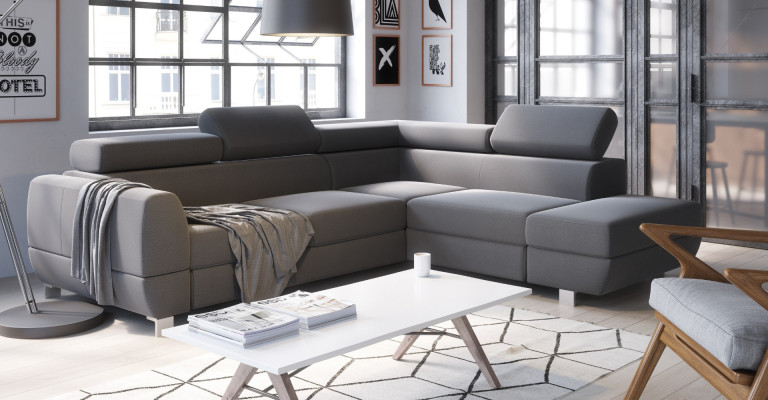 Modern szürke sarokkanapé ágymechanizmussal