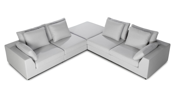 Modern fehér L-alakú sarokkanapé