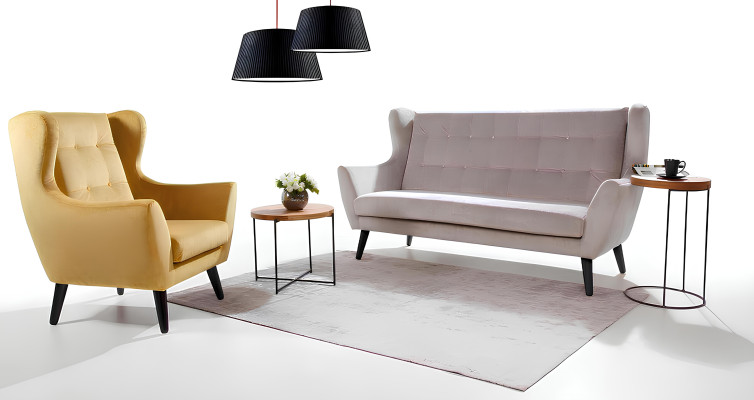 Sárga designer relaxációs fotel a tévé elé