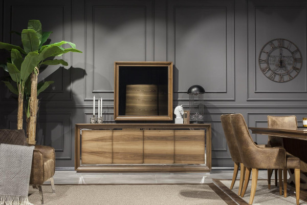Luxus fali tükör modern barna kerettel