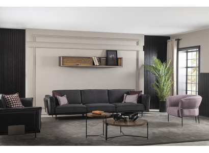 Olasz stílusú bútor, szürke kanapé, párnák, loft, 3 darab