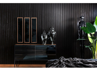 Praktikus fekete komód 139 cm tárolóhellyel