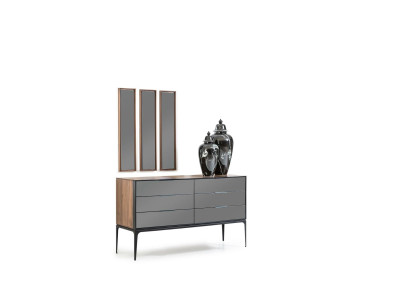 Luxus hármas tükör barna kerettel