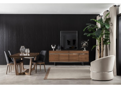 Étkezőasztal 4 karfás székkel, tömör, tükör