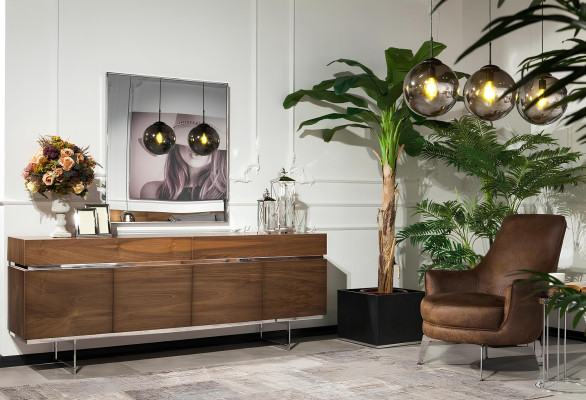 Étkezőasztal 4 karfás székkel, tömör, tükör