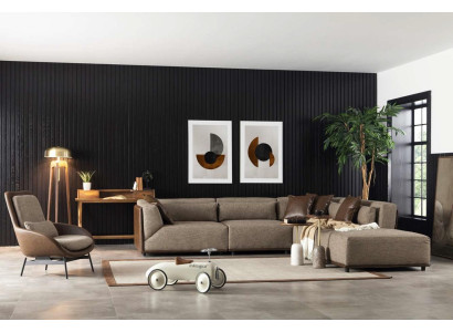 Kényelmes ülőgarnitúra a nappaliba, barna, lounge bútor