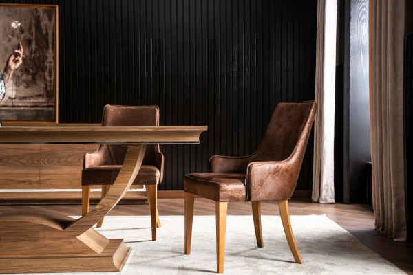 Elegáns és kárpitozott loft stílusú chaise longue - fekete bőr konyhai szék