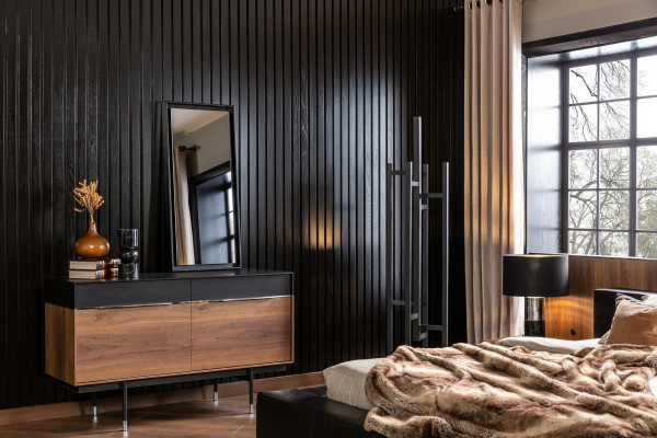 Luxus fali tükör fekete kerettel 100x46