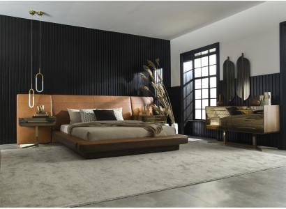 Luxus fali tükör modern stílusban barna kerettel 104x31cm