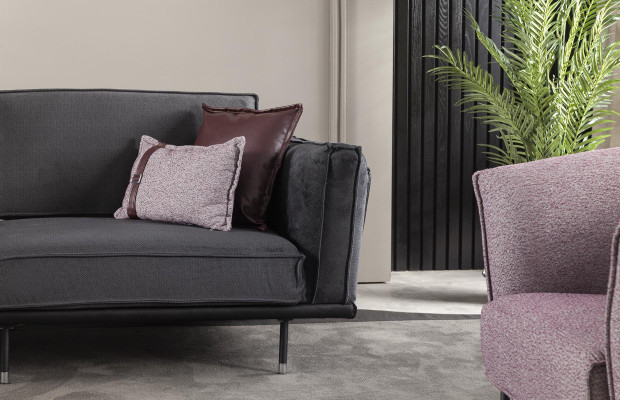 Modern olasz dizájnnal rendelkező 3+1 személyes kanapé szürke