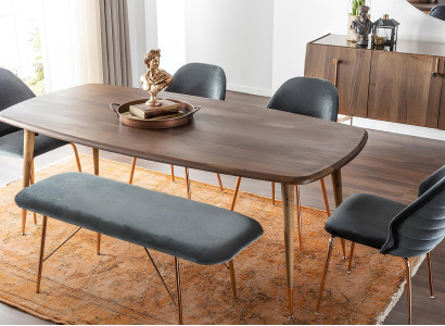 8 darabos étkezőasztal szett barna székekkel