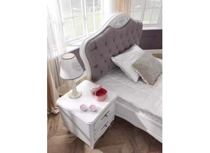 Gyermekágy Chesterfield 100 cm szürke szövetből 5 darabban