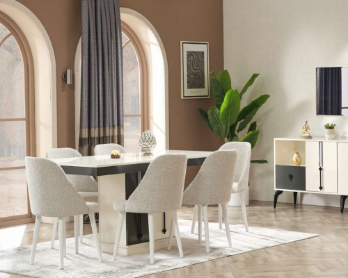 Luxus étkezőasztal szett 6 designer székkel