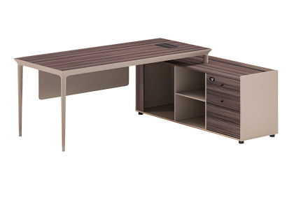 Beige fa íróasztal tárolóhellyel és modern dizájnnal