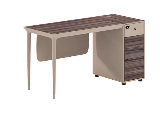Modern bézs-barna fa íróasztal elegáns fiókokkal