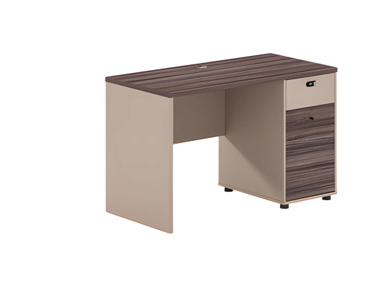 Tömör barna-beige íróasztal fa hatással, fiókokkal és zárható íróasztal