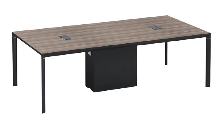 Fekete modern konferenciaterem asztal kábelkezeléssel