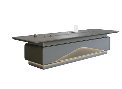 Luxus szürke LED világítással és kábelkezeléssel ellátott tárgyalóasztal