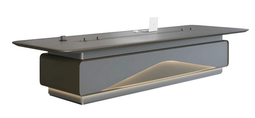 Világító LED tárgyalóasztal technikai csatlakozásokkal