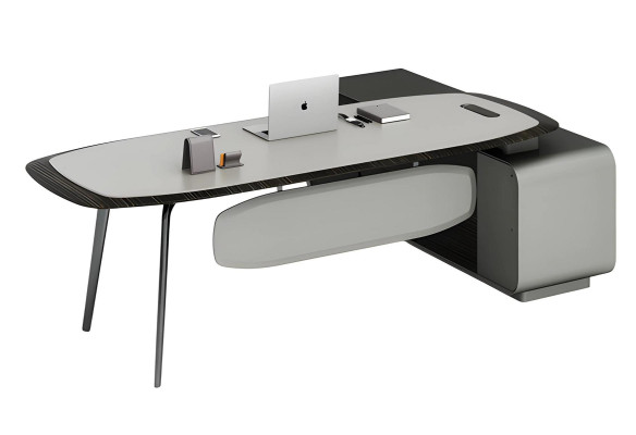 Modern fekete és szürke asztal elegáns dizájnnal és tárolóhellyel