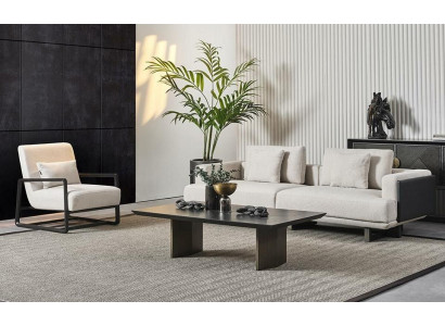 Elegáns fa kanapé, 3 személyes és fotel