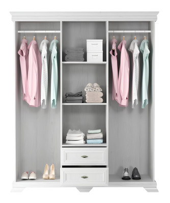 Kangaskaappi szekrény akasztókkal és fiókokkal