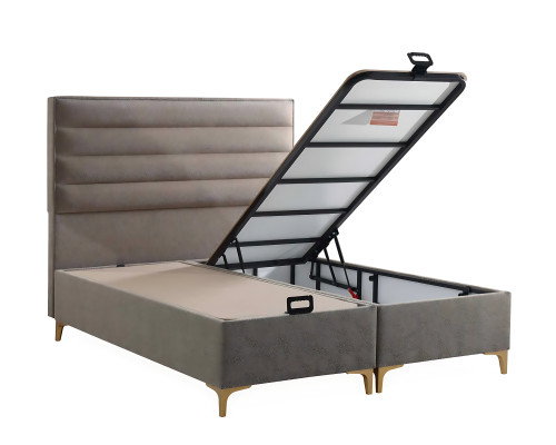 Beige ágy matraccal – Elegáns bútordarab a hálószobába