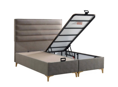Beige ágy matraccal – Elegáns bútordarab a hálószobába