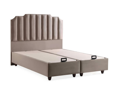 Elegáns ágy modern bézs szövet matraccal