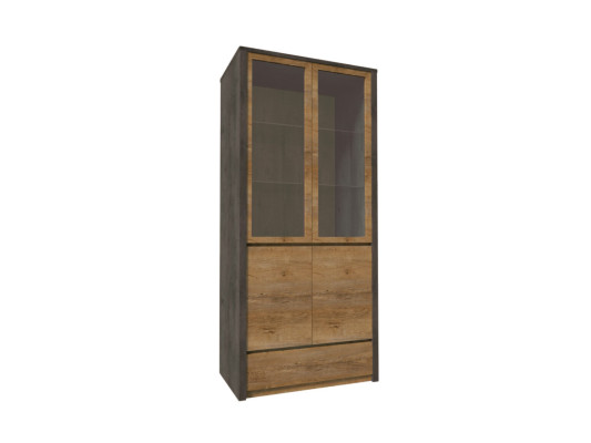 Konyhai vitrin üveges ajtókkal és polcokkal