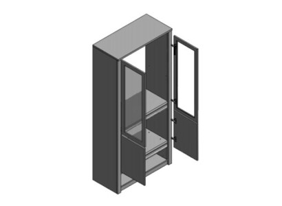 Vitrinás komód ajtóval és fiókkal