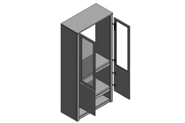 Konyhai vitrineszekrény fiókkal és üvegpolcokkal