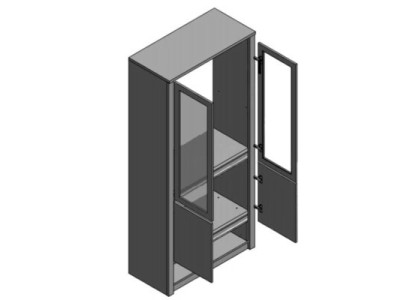 Konyhai vitrineszekrény fiókkal és üvegpolcokkal