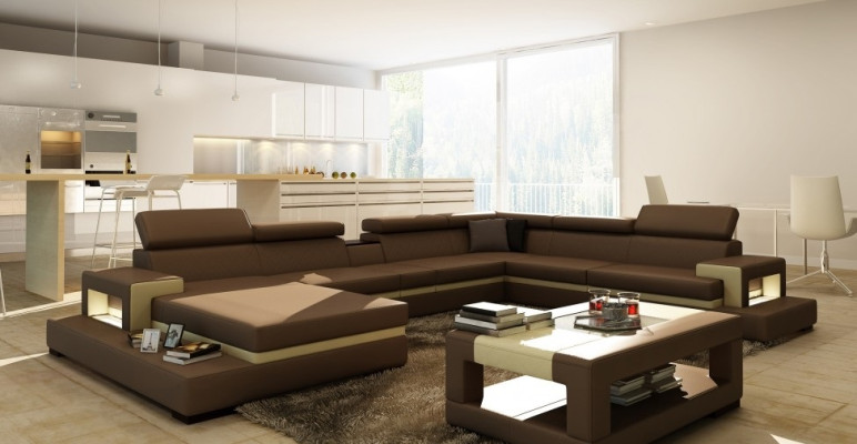 Ledersofa Sofa Ecksofa U Form Couch Wohnlandschaft Designer Sitz Ecke