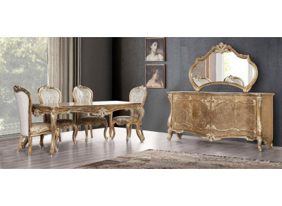 Esszimmer Esstisch Stuhl Gruppe Garnitur Set Holz Tisch Kommode Spiegel Set 7tlg