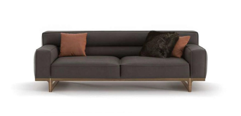 Braune Wohnzimmer Sitzgarnitur Luxuriöser 3-Sitzer Stivloller Sessel Polsterhocker