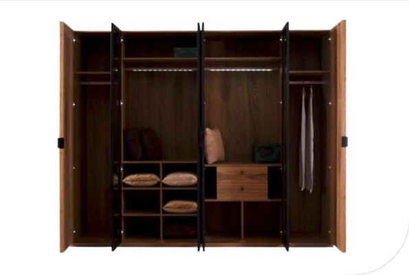 Kleiderschrank Schiebtüren Glastüren Schlafzimmermöbel Spiegel Braun