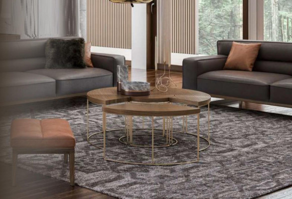 Moderner Runder Couchtisch Luxus Abstelltische Holzmöbel Wohnzimmertisch