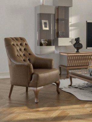Brauner Chesterfield Einsitzer Wohnzimmermöbel Moderner Luxus Sessel