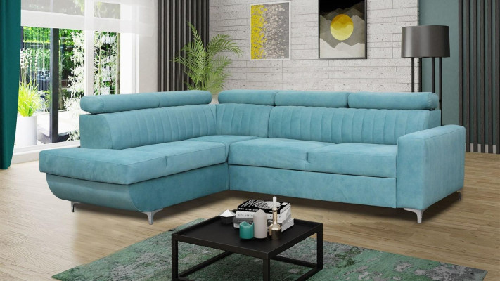 Blaue Couch Wohnlandschaft Stoff Eck Sofa Design Textil Sofa L-Form Möbel 