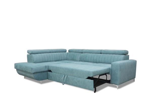 Blaue Couch Wohnlandschaft Stoff Eck Sofa Design Textil Sofa L-Form Möbel 
