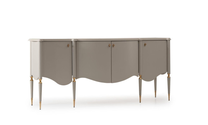 Wohnzimmer Garnitur 4tlg Sessel Beistelltisch Sideboard Spiegel Beige
