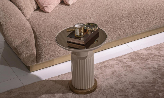 Beistelltisch Kaffeetisch Sofatisch Couchtisch Beige Wohnzimmer Glas