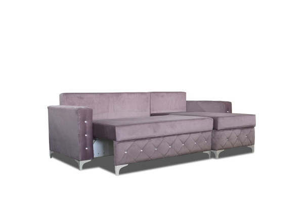 Ecksofa Samt Couch Schlafsofa Luxus Möbel Wohnlandschaft Sofa L-form Polster Neu