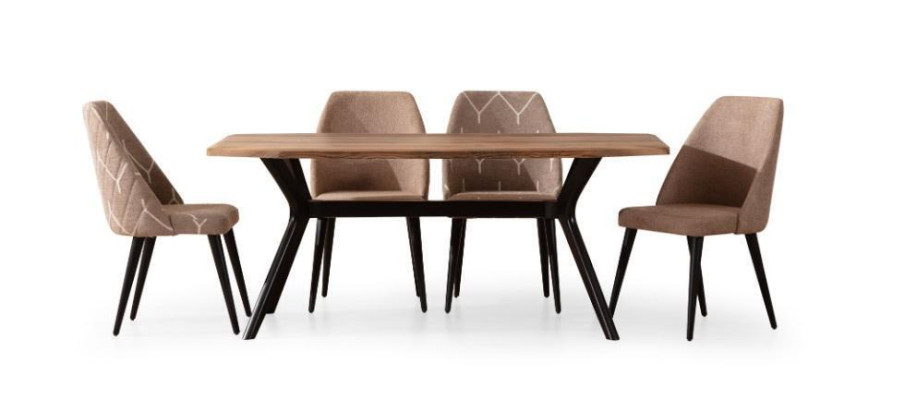 Braunes Modernes Esszimmer Set Anrichte Holz Esstisch 2x Spiegel 8tlg