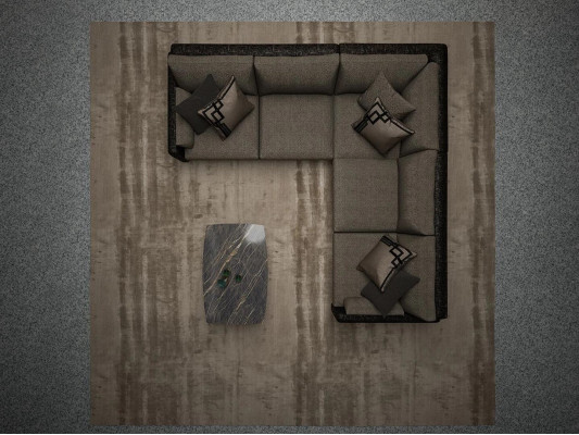 Garnitur Ecksofa L-Form Braun Textil Wohnzimmer Luxus Couchtisch Neu Einrichtung