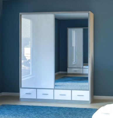 Schrank Kleiderschrank Schrankwand Schlafzimmer Erwachsene Farbe Weiß Möbel Neu