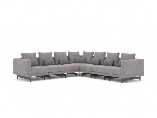 Neu Komplett Möbel Ecksofa L-Form Textil Einrichtung Wohnzimmer Holz Couchtisch