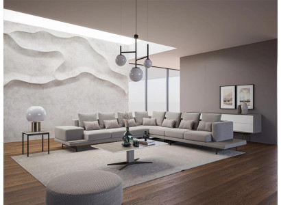 Wohnzimmer Grau Polstermöbel Ecksofa L-Form Design Couchtisch Beistelltisch