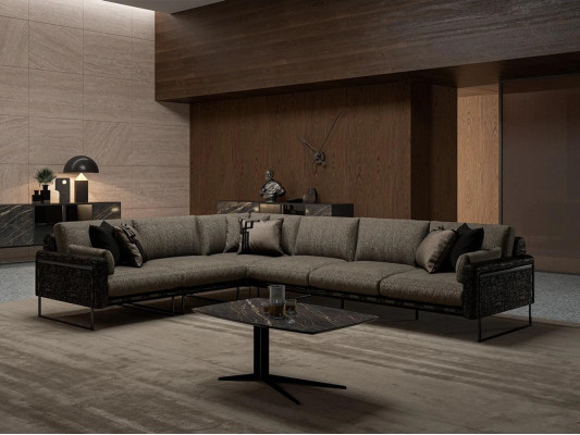 Design Möbel Wohnzimmer Braun Ecksofa L-Form Luxus Couchtisch Einrichtung Neu